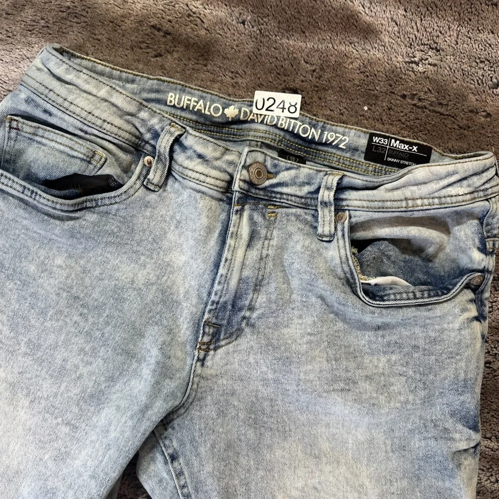 Buffalo David Bitton Max-X Skinny Stretch Jeans Men's 33x32 Blue Distressed